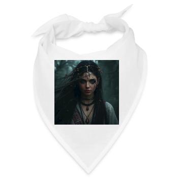Schamanin aus den Tiefen des Waldes – Slawische Hexe - Bandana - Weiß - Vorne