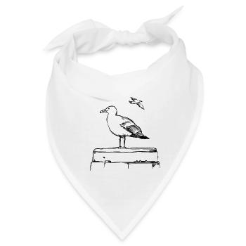 Möwe – Illustration - Bandana - Weiß - Vorne