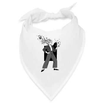 Silhouette Frau Minimalistisch Skizze Abstrakt  - Bandana - Weiß - Vorne