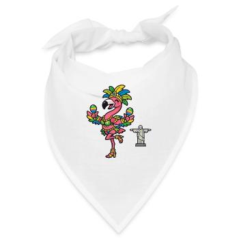 Samba Flamingo mit Maracas - Bandana - Weiß - Vorne