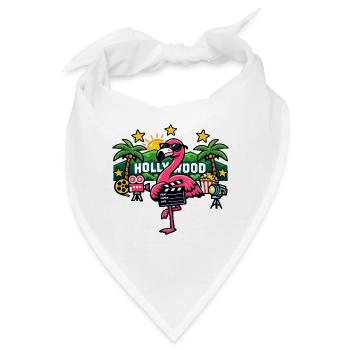 Flamingo Filmstar Hollywood Tropen - Bandana - Weiß - Vorne