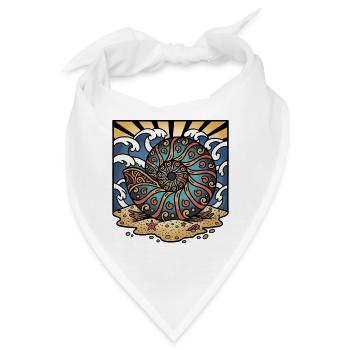 Ammonite Nautilus Beach Ocean Shell Retro - Bandana - Weiß - Vorne
