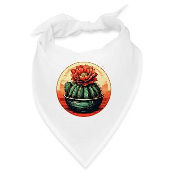Roter Blütenkaktus im Abendlicht - Bandana - Weiß - Vorne