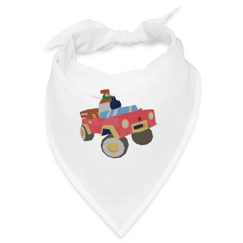 Hund fährt Auto - Bandana - Weiß - Vorne