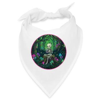 Retro Gaming Skelett Pilze Wald - Bandana - Weiß - Vorne