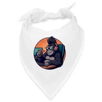 Geek Gamer Gorilla IT Büro Homeoffice Lustig - Bandana - Weiß - Vorne