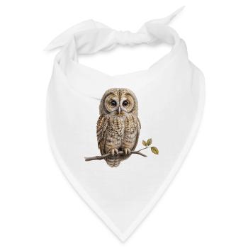 Tawny Owl (Strix aluco) – Vintage-Gravur - Bandana - Weiß - Vorne
