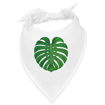 Monstera Blatt Herz Muster - Bandana - Weiß - Vorne