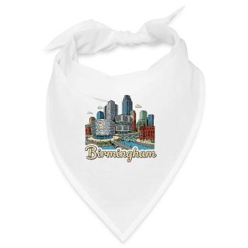 Birmingham Canal Skyline Retro Handgezeichnetes Abzeichen - Bandana - Weiß - Vorne