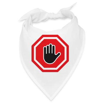 Fettes rotes Stopphand-Symbol – Nicht betreten - Bandana - Weiß - Vorne