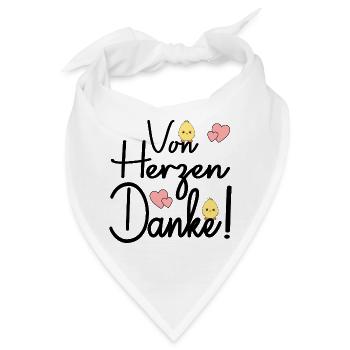 Dankeschön - Von Herzen Danke - Bandana - Weiß - Vorne