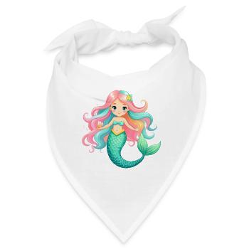 Kleines Mädchen als süße Meerjungfrau - Comic-Art - Bandana - Weiß - Vorne