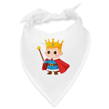 Kleiner König mit Zepter + Krone – Kawaii--Figur - Bandana - Weiß - Vorne