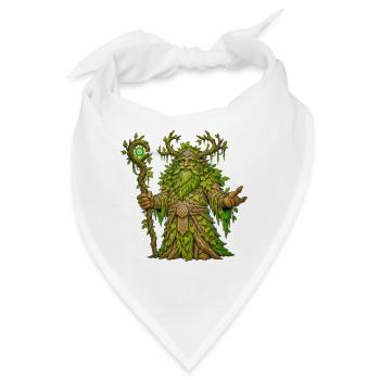 Weiser Wald-Druide mit magischem Stab – Fantasy-Kunst - Bandana - Weiß - Vorne