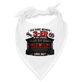 3-ER in der Garage – Humor-Design - Bandana - Weiß - Vorne