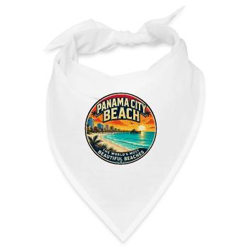 Panama City Beach Retro Sunset Pier Emblem - Bandana - Weiß - Vorne