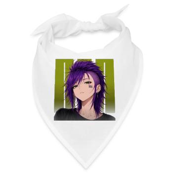 161 Anime Punk Girl – Antifaschista Streetwear - Bandana - Weiß - Vorne