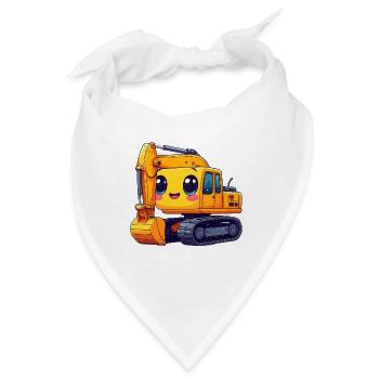Niedlicher gelber Bagger im Kawaii-Comic-Stil – sü - Bandana - Weiß - Vorne