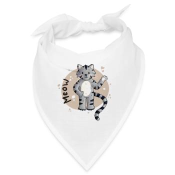 Kätzchen Meow Cartoon - Bandana - Weiß - Vorne