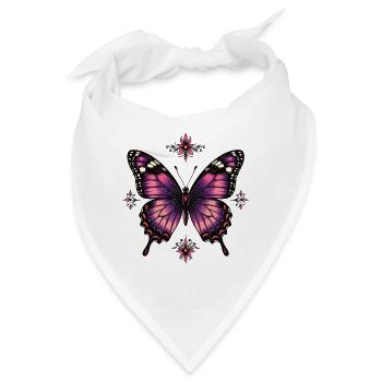 Schmetterling-Tattoo Purpur mit Blüten - Bandana - Weiß - Vorne