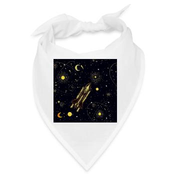 Goldene Rakete in kosmischer Umlaufbahn - Bandana - Weiß - Vorne