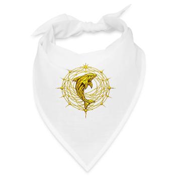 Goldener Metatron-Totemdelfin - Bandana - Weiß - Vorne