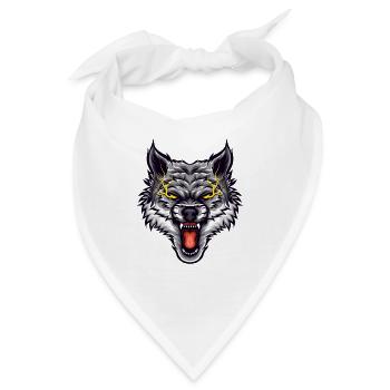 Zorniger Wolf Blitze Augen Design - Bandana - Weiß - Vorne