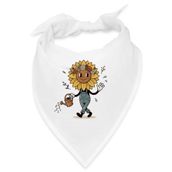 Vintage Gärtnerin Sonnenblume im Retro Look - Bandana - Weiß - Vorne