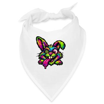 Psychedelischer Hase Neonfarben - Bandana - Weiß - Vorne