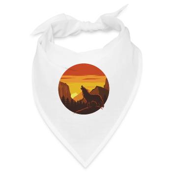 Wolf Sonnenuntergang Berge Design - Bandana - Weiß - Vorne