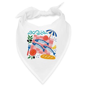 Sardinen-Picknick Mittelmeer-Illustration - Bandana - Weiß - Vorne