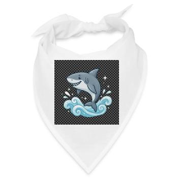 Hai Sprung im Meeresrauschen - Bandana - Weiß - Vorne