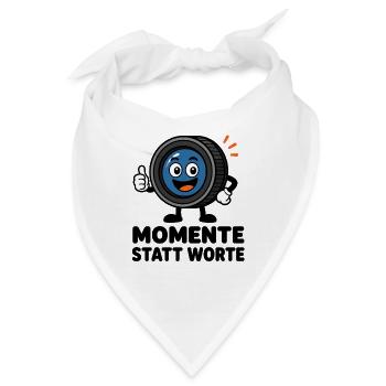 Momente statt Worte – Comic-Objektiv mit Daumen - Bandana - Weiß - Vorne