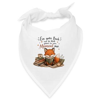 Moment mit Buch: Fuchs genießt Lesen - Bandana - Weiß - Vorne