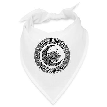 Atme Ruhe Ein Atme Zweifel Aus - Mond Lotus Sterne - Bandana - Weiß - Vorne