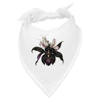 Orchideen-Gottesanbeterin & Schwarze Orchidee - Bandana - Weiß - Vorne