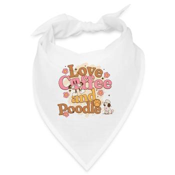 Ich liebe Kaffee und Pudel – Amour Café et Caniche - Bandana - Weiß - Vorne