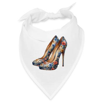 High Heels mit farbenfrohen Blumen - Bandana - Weiß - Vorne