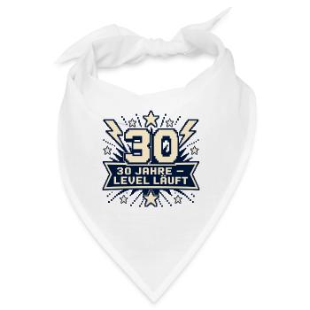 30 Jahre – Level läuft - Bandana - Weiß - Vorne