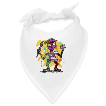 Bunte Fantasiefigur mit Farbklecks - Bandana - Weiß - Vorne