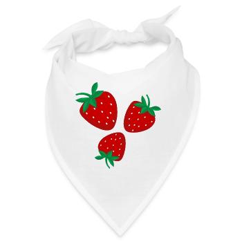 Drei leuchtend rote Erdbeeren - Bandana - Weiß - Vorne