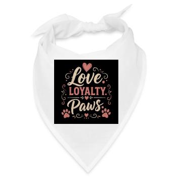 Love Loyalty Paws Tierliebe Motiv - Bandana - Weiß - Vorne