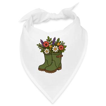Blumen in Gummistiefeln - Bandana - Weiß - Vorne