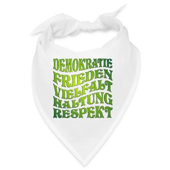 DEMOKRATIE - HALTUNG GRÜN - Bandana - Weiß - Vorne