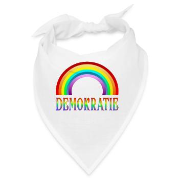 Regenbogen Demokratie - Haltung - Bandana - Weiß - Vorne