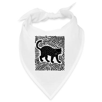Psychedelische Schwarze Katze - Bandana - Weiß - Vorne