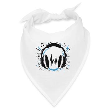 T-Shirt Kopfhörer Musik DJ Sound - Bandana - Weiß - Vorne