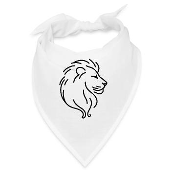 Löwenprofil Skizze – majestätische Wildkatze - Bandana - Weiß - Vorne