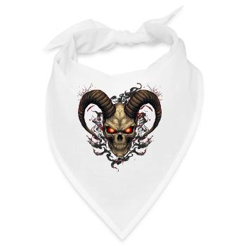 Höllischer Totenkopf mit Hörnern - Bandana - Weiß - Vorne