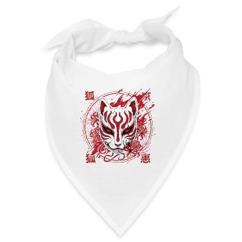 Kitsune Maske Rot-Weiß - Bandana - Weiß - Vorne